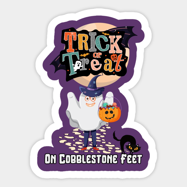 Spooky Nights: Trick or Treat on Cobblestone Feet Sticker by DaShirtXpert